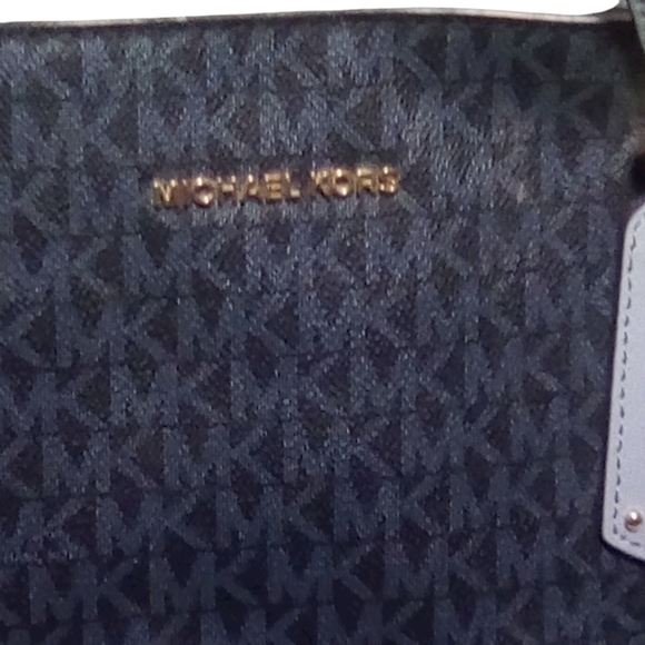 Michael Kors Color Block Blue Signature Logo Tote Handbag - Picture 2 of 7